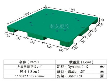 塑料托盘,平板九脚防潮板,NP70#